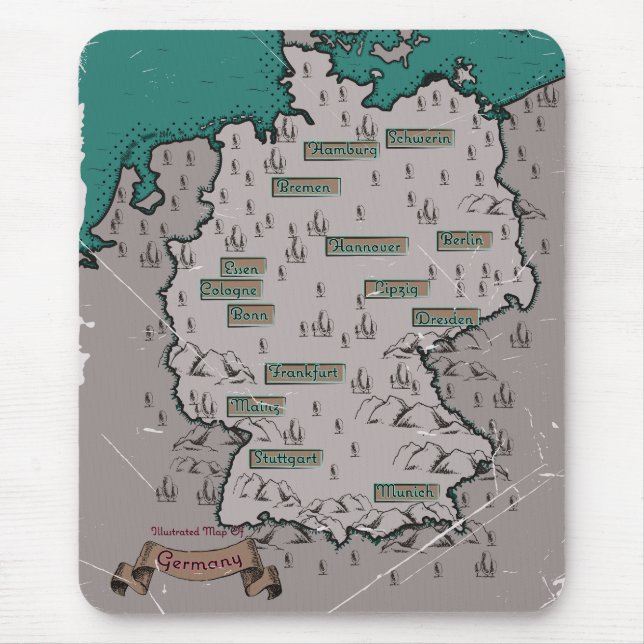 Germany Vintage Illustrated map Mouse Pad (Front)