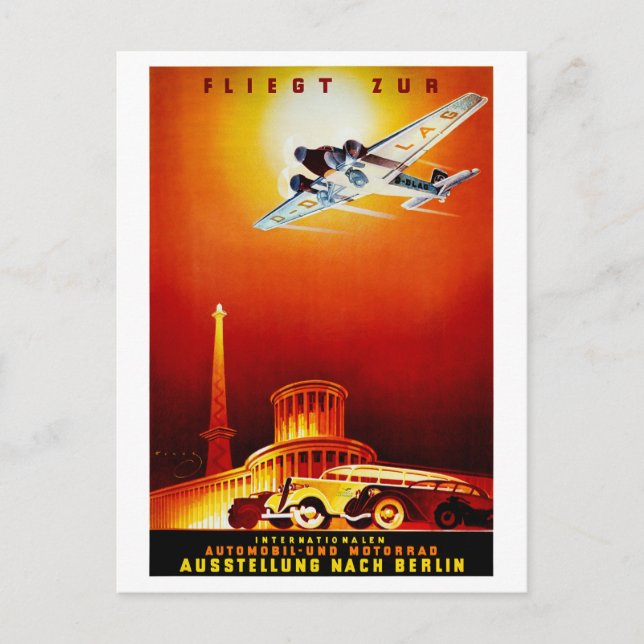 Germany Vintage Travel Poster Restored Postcard (Front)