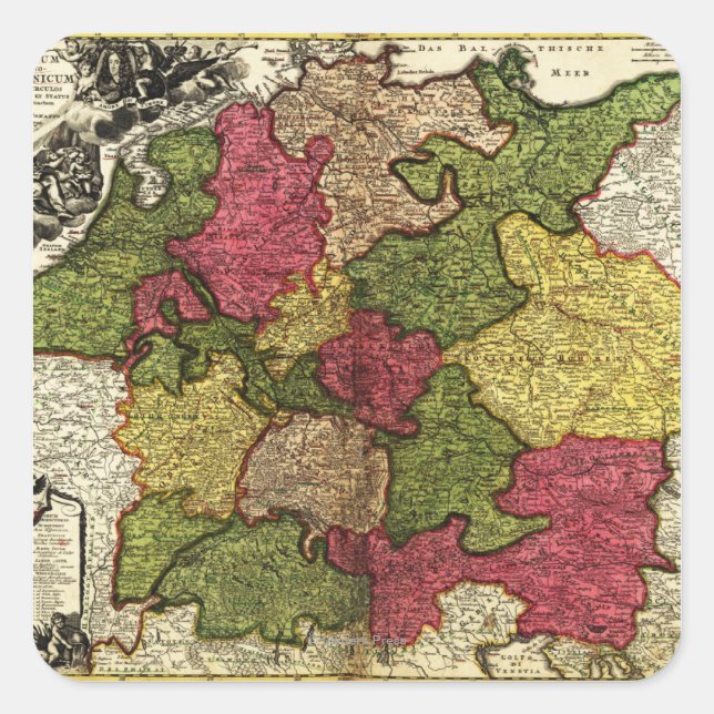 GermanyPanoramic MapGermany Square Sticker (Front)