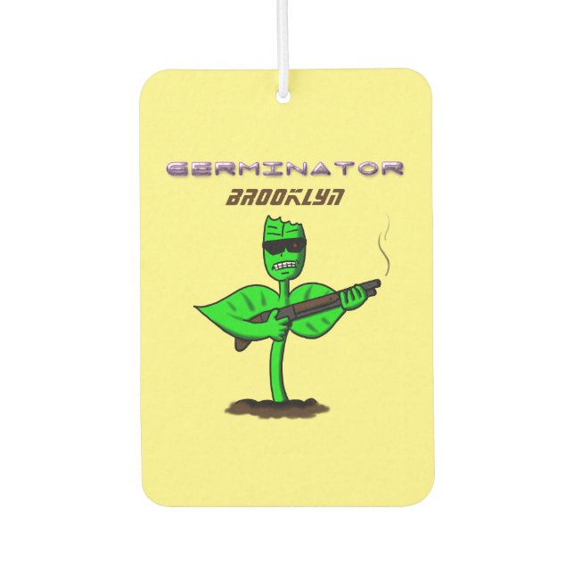 Germinator cyborg plant funny cartoon  car air freshener (Front)