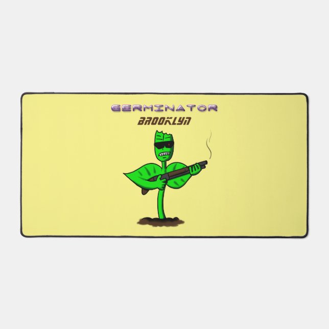 Germinator cyborg plant funny cartoon desk mat (Front)