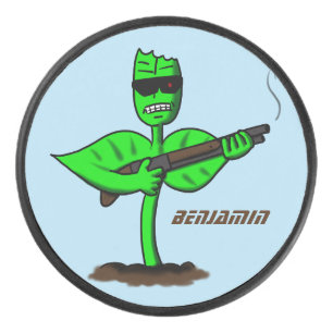 Germinator cyborg plant funny cartoon hockey puck