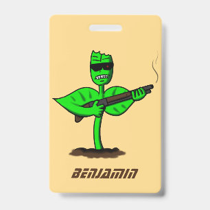 Germinator cyborg plant funny cartoon ID badge