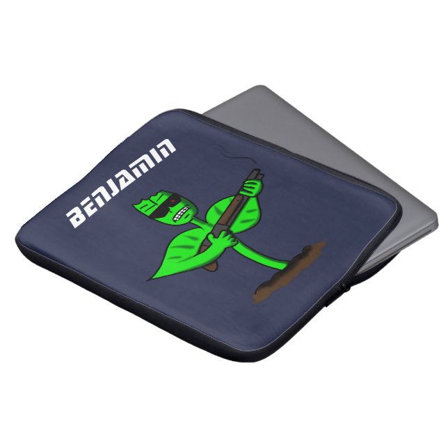 Germinator cyborg plant funny cartoon laptop sleeve (Front Top)