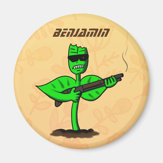 Germinator cyborg plant funny cartoon magnet (Front)