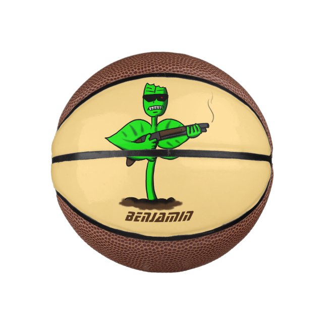 Germinator cyborg plant funny cartoon mini basketball (Front)