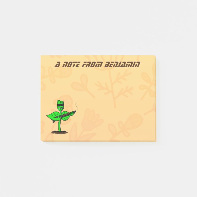Germinator cyborg plant funny cartoon post-it notes (Front)