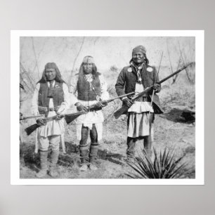 Geronimo and three of his Apache warriors, 1886 (b Poster