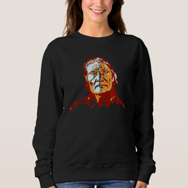 Geronimo Apache Native American Indian Turquoise S Sweatshirt (Front)