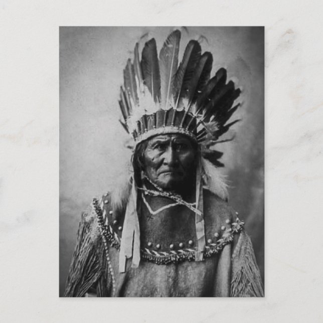 Geronimo in Head Dress Postcard (Front)