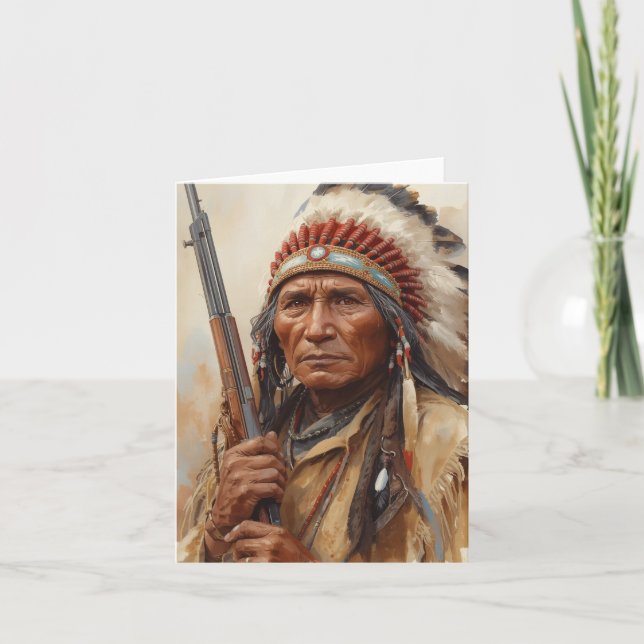 Geronimo Indian Chief Warrior Portrait Card (Front)