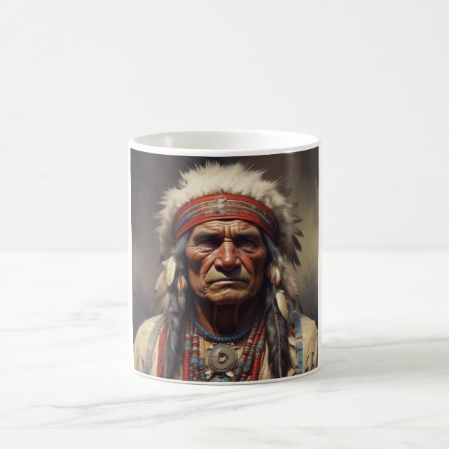 Geronimo Indian Chief Warrior Portrait Coffee Mug (Center)