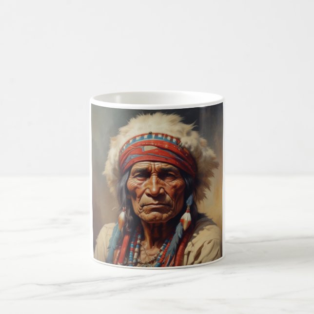 Geronimo Indian Chief Warrior Portrait Coffee Mug (Center)