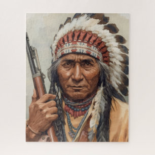 Geronimo Indian Chief Warrior Portrait Jigsaw Puzzle