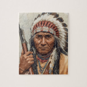 Geronimo Indian Chief Warrior Portrait Jigsaw Puzzle