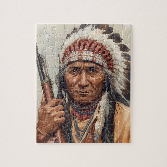Geronimo Indian Chief Warrior Portrait Jigsaw Puzzle (Vertical)