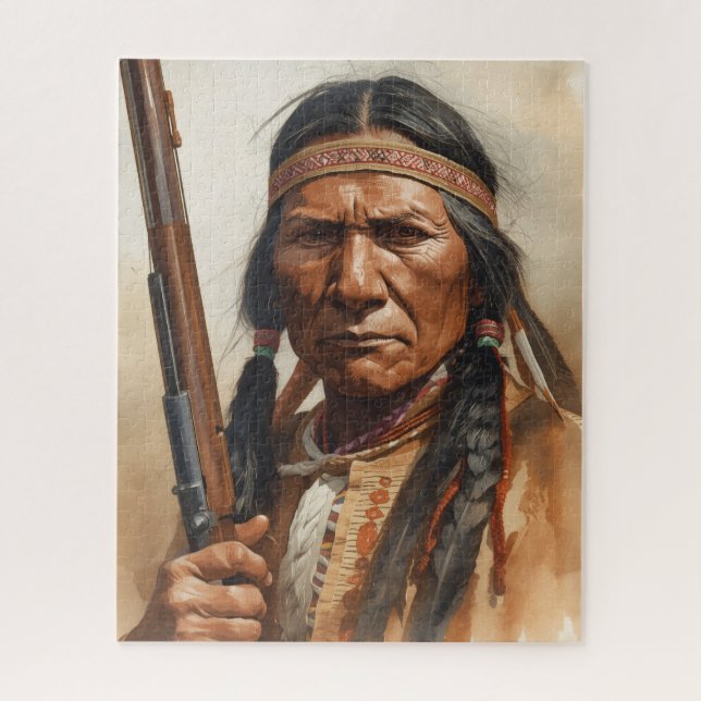 Geronimo Indian Chief Warrior Portrait Jigsaw Puzzle (Vertical)