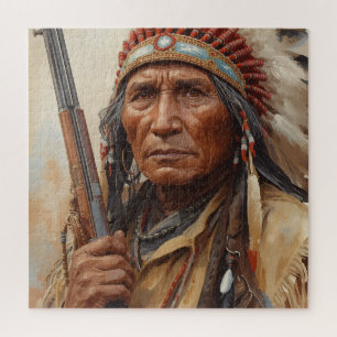 Geronimo Indian Chief Warrior Portrait Jigsaw Puzzle