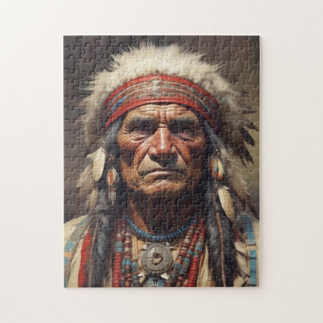 Geronimo Indian Chief Warrior Portrait Jigsaw Puzzle (Vertical)