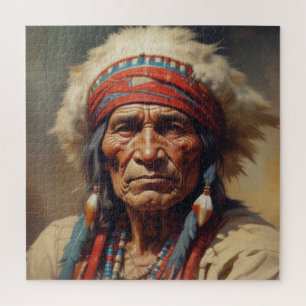 Geronimo Indian Chief Warrior Portrait Jigsaw Puzzle