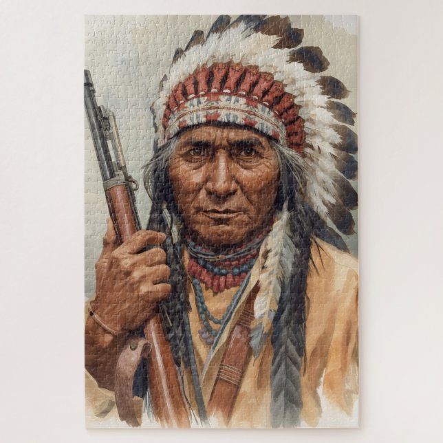 Geronimo Indian Chief Warrior Portrait Jigsaw Puzzle (Vertical)