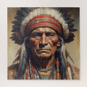 Geronimo Indian Chief Warrior Portrait Jigsaw Puzzle