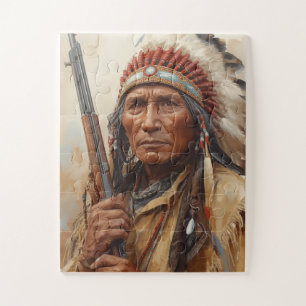Geronimo Indian Chief Warrior Portrait Jigsaw Puzzle