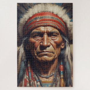 Geronimo Indian Chief Warrior Portrait Jigsaw Puzzle