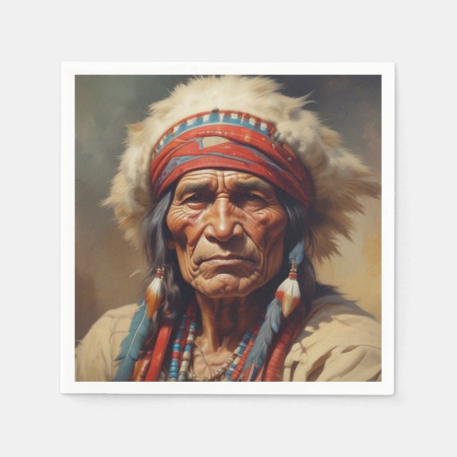 Geronimo Indian Chief Warrior Portrait Napkin (Front)