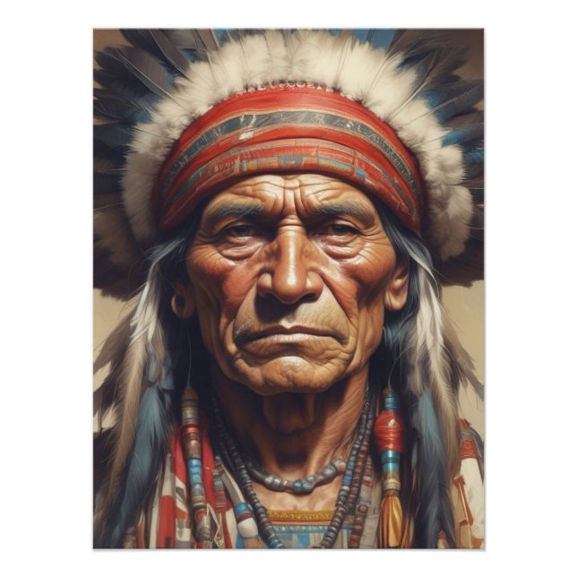 Geronimo Indian Chief Warrior Portrait Photo Print (Front)