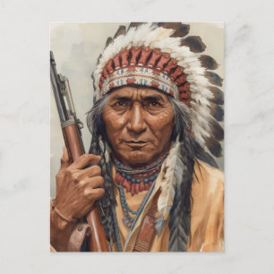 Geronimo Indian Chief Warrior Portrait Postcard