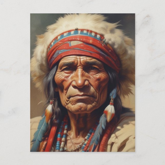Geronimo Indian Chief Warrior Portrait Postcard (Front)