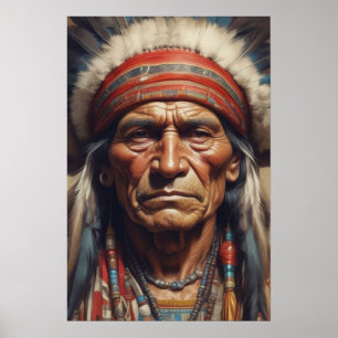 Geronimo Indian Chief Warrior Portrait Poster