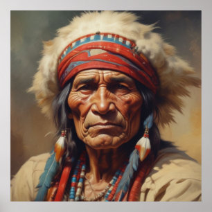 Geronimo Indian Chief Warrior Portrait Poster