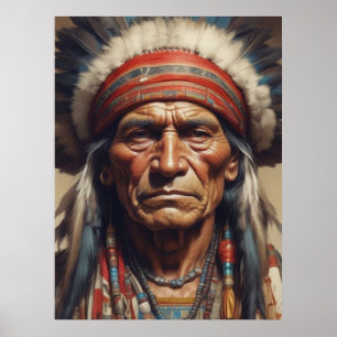 Geronimo Indian Chief Warrior Portrait Poster