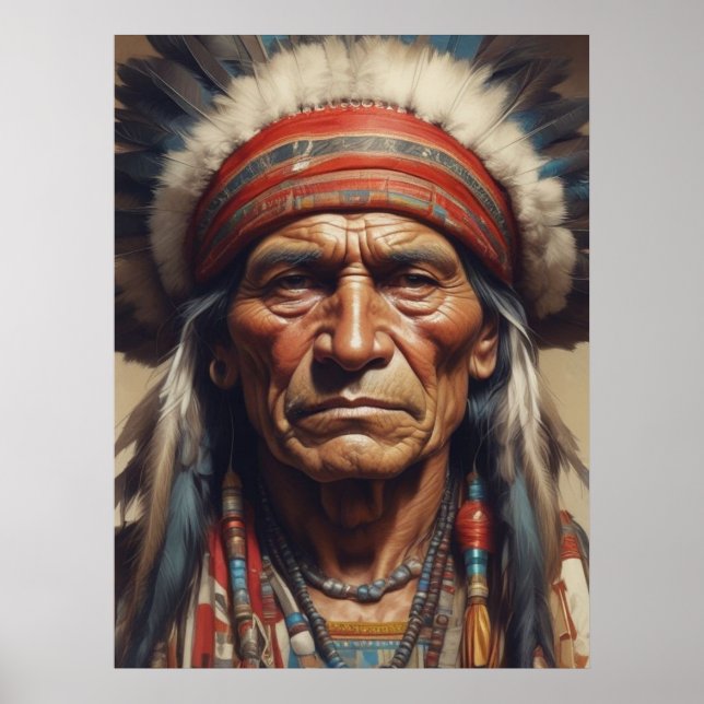 Geronimo Indian Chief Warrior Portrait Poster (Front)