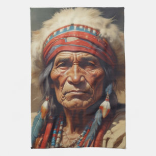 Geronimo Indian Chief Warrior Portrait Tea Towel