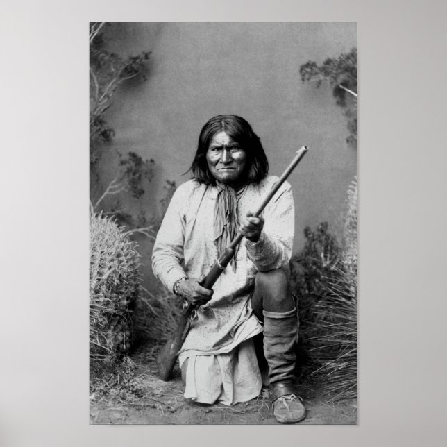 Geronimo Kneeling With Rifle - 1886 Poster (Front)