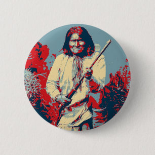 Geronimo Pop Art - Apache Indian Warrior Chief 6 Cm Round Badge