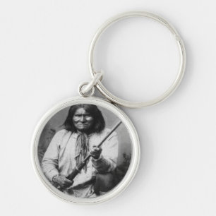 'Geronimo with Gun at the Ready' Key Ring