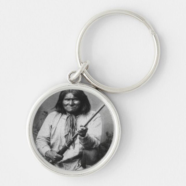 'Geronimo with Gun at the Ready' Key Ring (Front)
