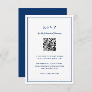 Gertrude Navy Blue Classic Elegant Wedding RSVP Card