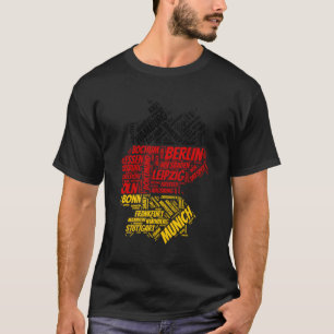 Gery Flag And Map With City Names Word T-Shirt