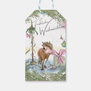 Geschenkanhänger Weihnachtsmotiv mit Pferd Gift Tags