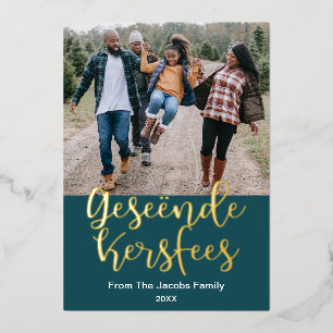 Geseënde Kersfees Afrikaans Christmas, Elegant Foil Holiday Card