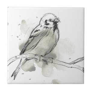 Gestural Bird Study Ceramic Tile