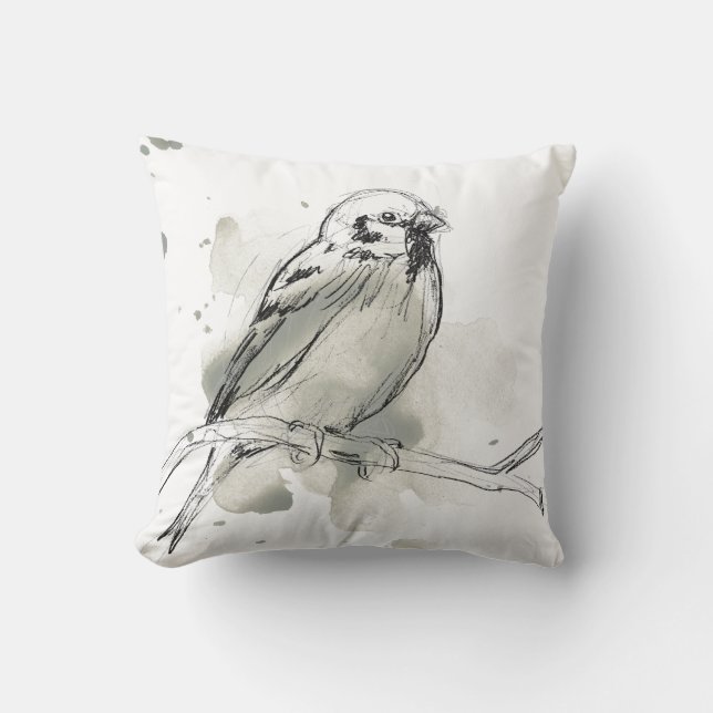 Gestural Bird Study Cushion (Front)