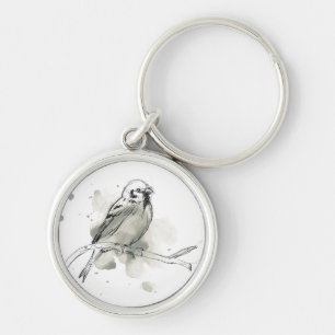 Gestural Bird Study Key Ring