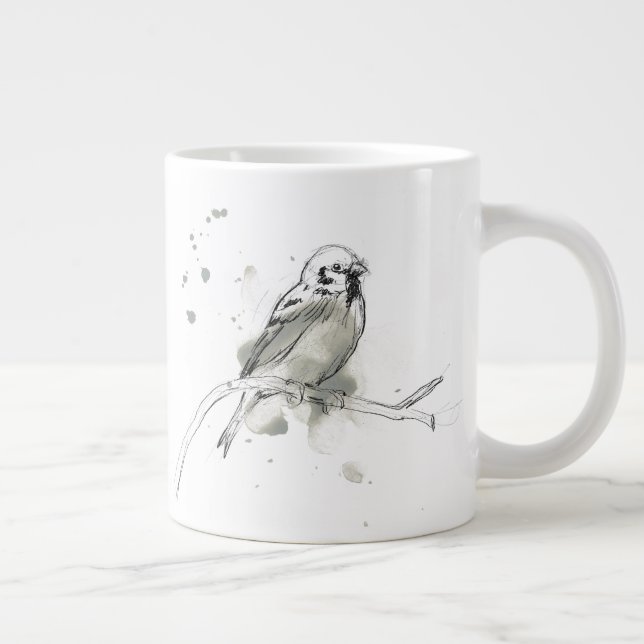 Gestural Bird Study Large Coffee Mug (Right)