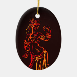 Gesture sketch drawing tribal fusion bellydancer ceramic ornament